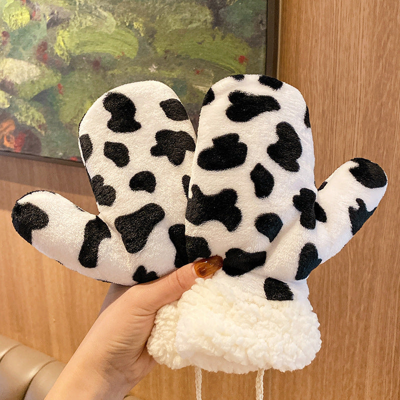 Wholesale Warm Thickened Plush Zebra Print Cow Print Gloves